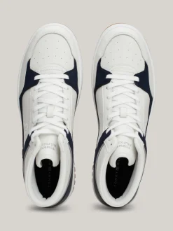 Sneakersy*Tommy Hilfiger Skórzane Koszykarskie Buty Sportowe Za Kostkę ECRU