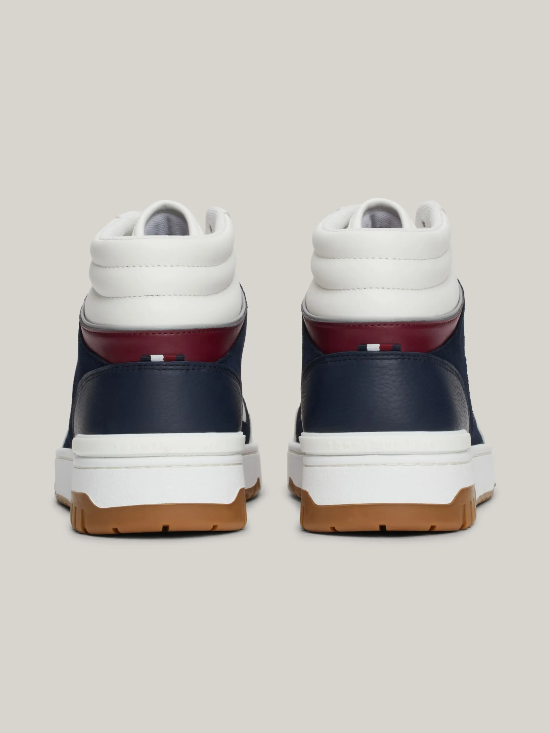 Sneakersy*Tommy Hilfiger Skórzane Koszykarskie Buty Sportowe Za Kostkę ECRU