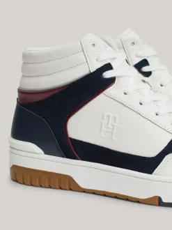 Sneakersy*Tommy Hilfiger Skórzane Koszykarskie Buty Sportowe Za Kostkę ECRU