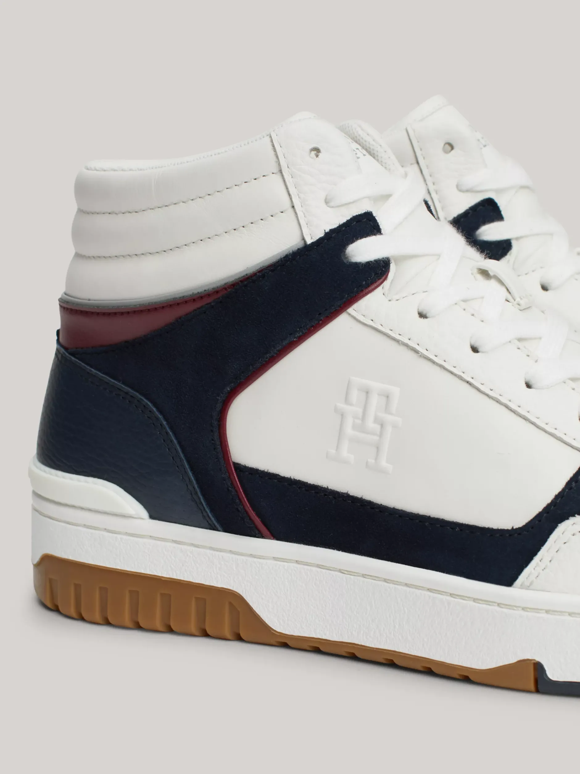Sneakersy*Tommy Hilfiger Skórzane Koszykarskie Buty Sportowe Za Kostkę ECRU