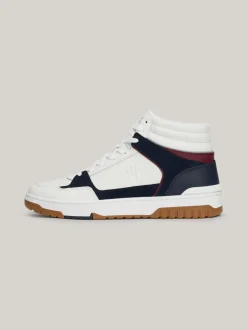 Sneakersy*Tommy Hilfiger Skórzane Koszykarskie Buty Sportowe Za Kostkę ECRU