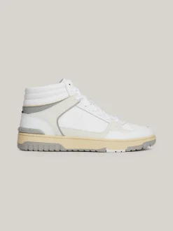 White Trainers|Sneakersy*Tommy Hilfiger Skórzane Koszykarskie Buty Sportowe Za Kostkę WHITE