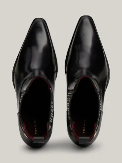 Botki*Tommy Hilfiger Skórzane Kowbojki Z Monogramem TH BLACK