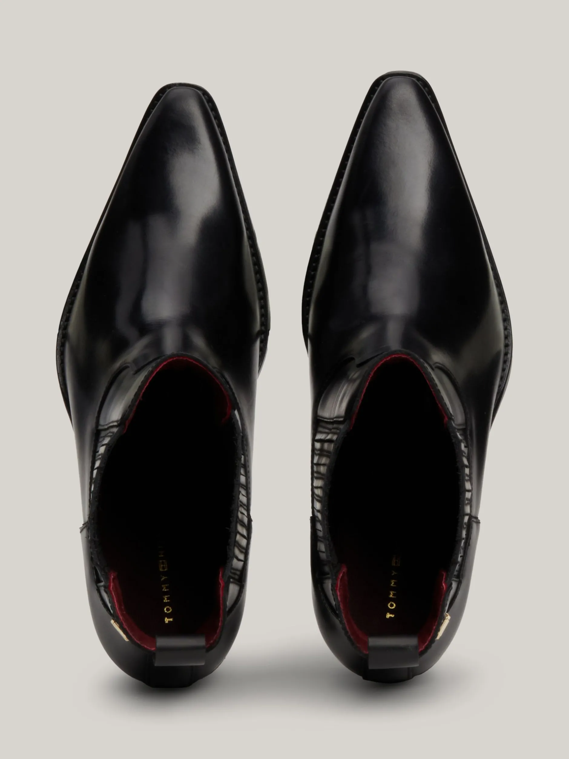 Botki*Tommy Hilfiger Skórzane Kowbojki Z Monogramem TH BLACK