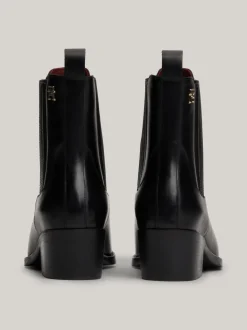Botki*Tommy Hilfiger Skórzane Kowbojki Z Monogramem TH BLACK
