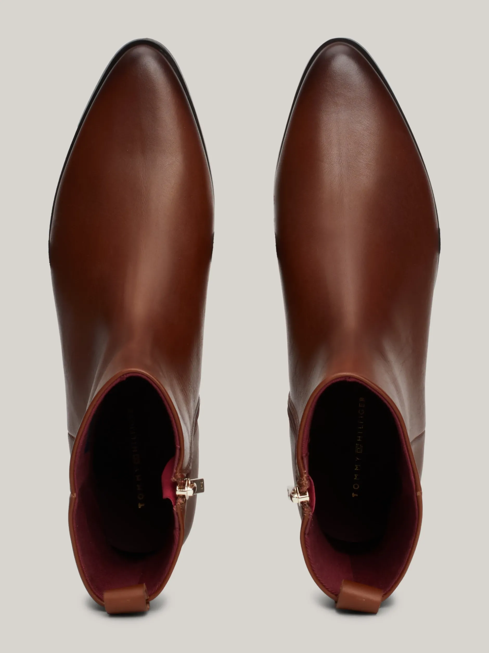 Botki*Tommy Hilfiger Skórzane Kowbojki Z Monogramem COGNAC BROWN