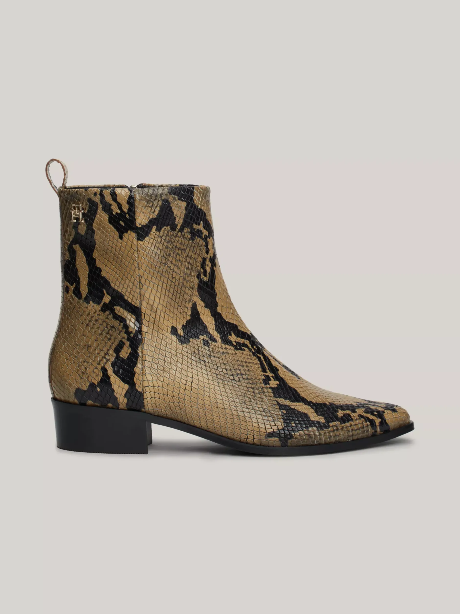 Botki*Tommy Hilfiger Skórzane Kowbojki Z Wężowym Wzorem NEUTRAL PYTHON