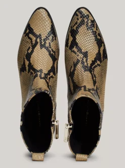 Botki*Tommy Hilfiger Skórzane Kowbojki Z Wężowym Wzorem NEUTRAL PYTHON