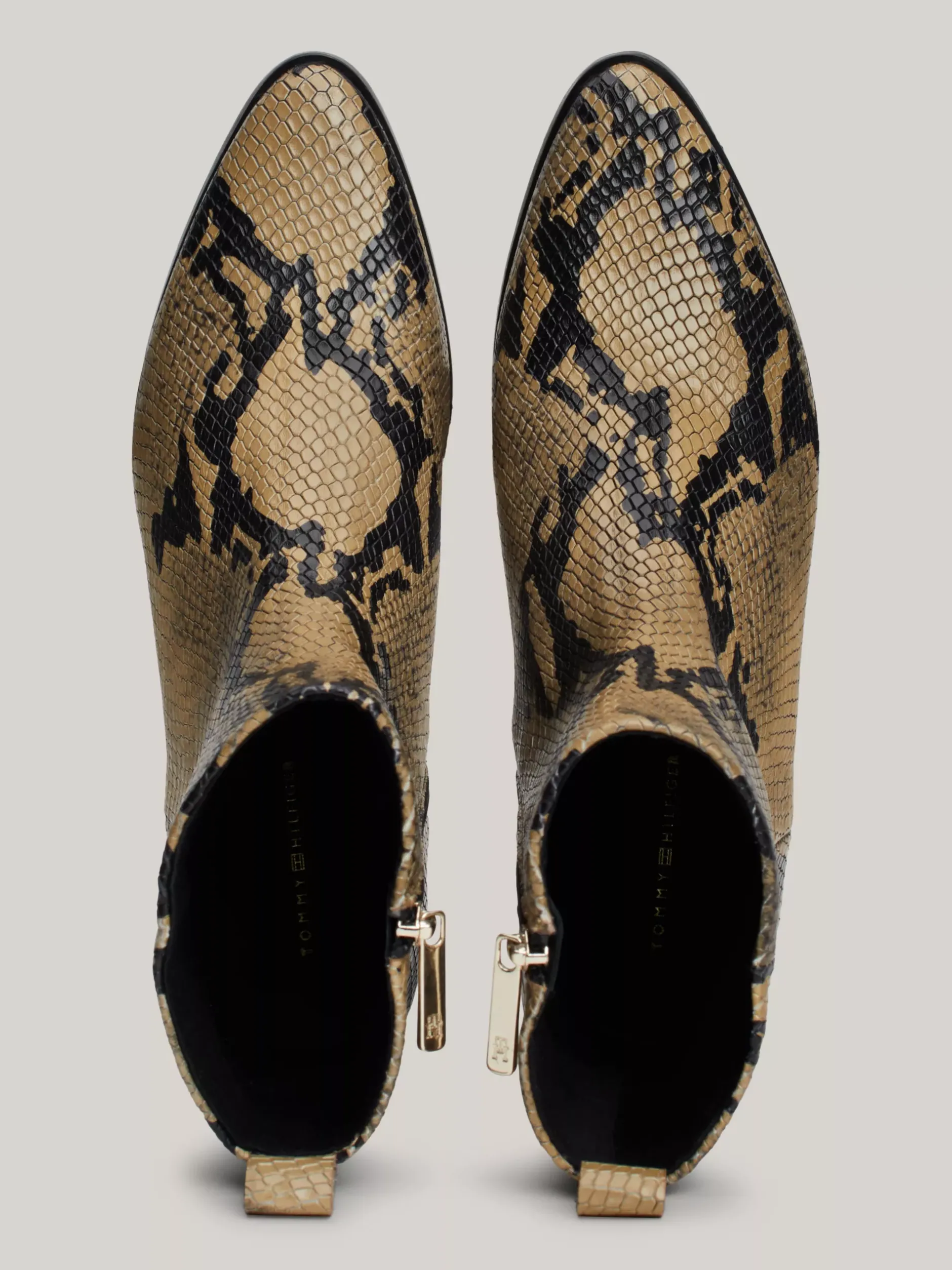 Botki*Tommy Hilfiger Skórzane Kowbojki Z Wężowym Wzorem NEUTRAL PYTHON