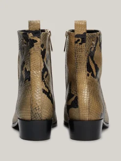 Botki*Tommy Hilfiger Skórzane Kowbojki Z Wężowym Wzorem NEUTRAL PYTHON