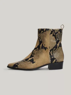 Botki*Tommy Hilfiger Skórzane Kowbojki Z Wężowym Wzorem NEUTRAL PYTHON