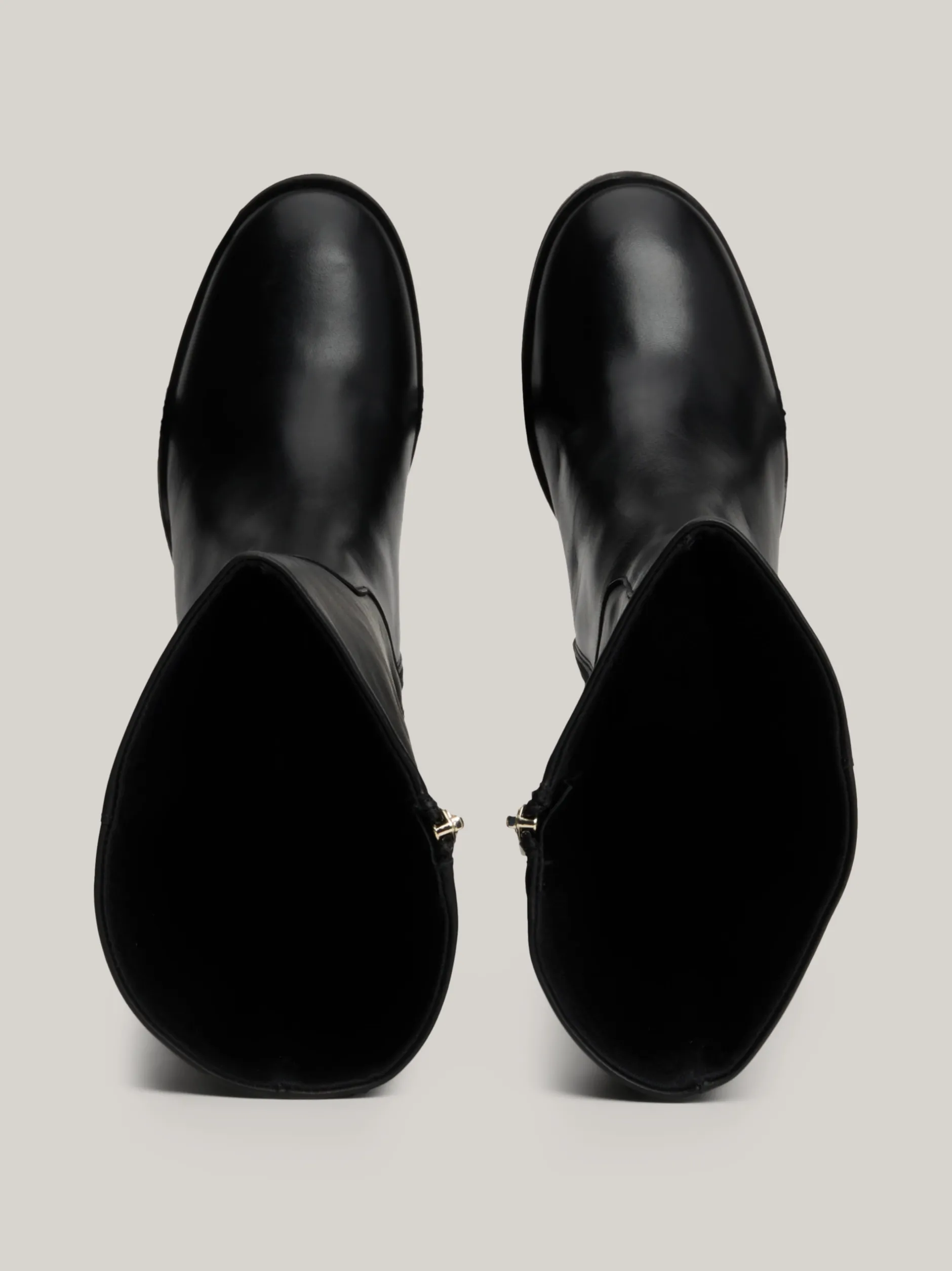 Kozaki|Botki*Tommy Hilfiger Skórzane Kozaki Na Wysokim Obcasie BLACK