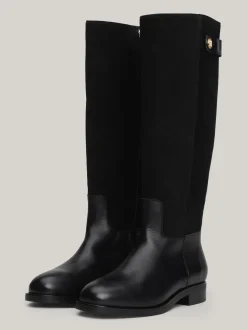 Kozaki|Botki*Tommy Hilfiger Skórzane Kozaki O Mieszanej Teksturze BLACK