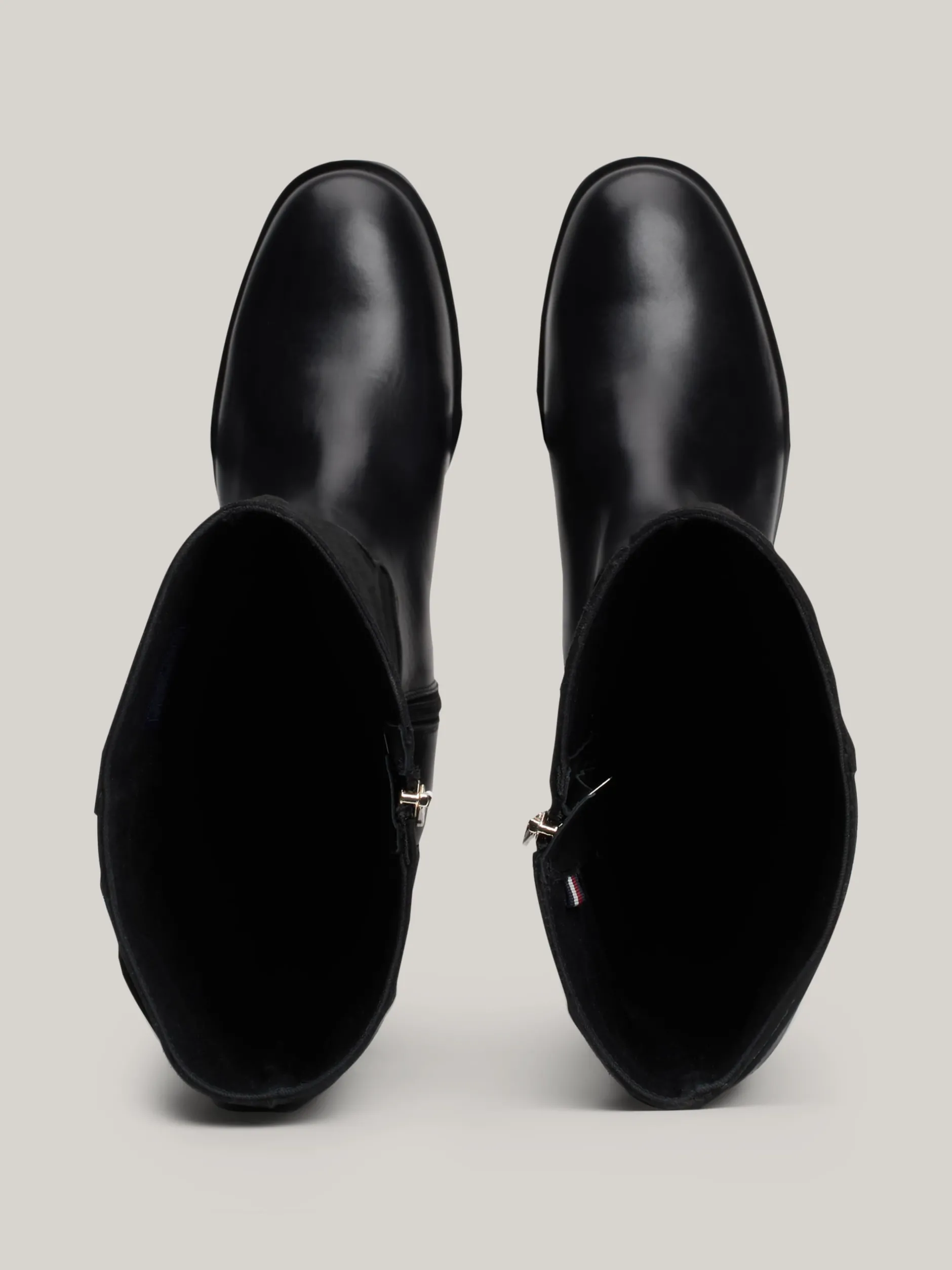 Kozaki|Botki*Tommy Hilfiger Skórzane Kozaki O Mieszanej Teksturze BLACK