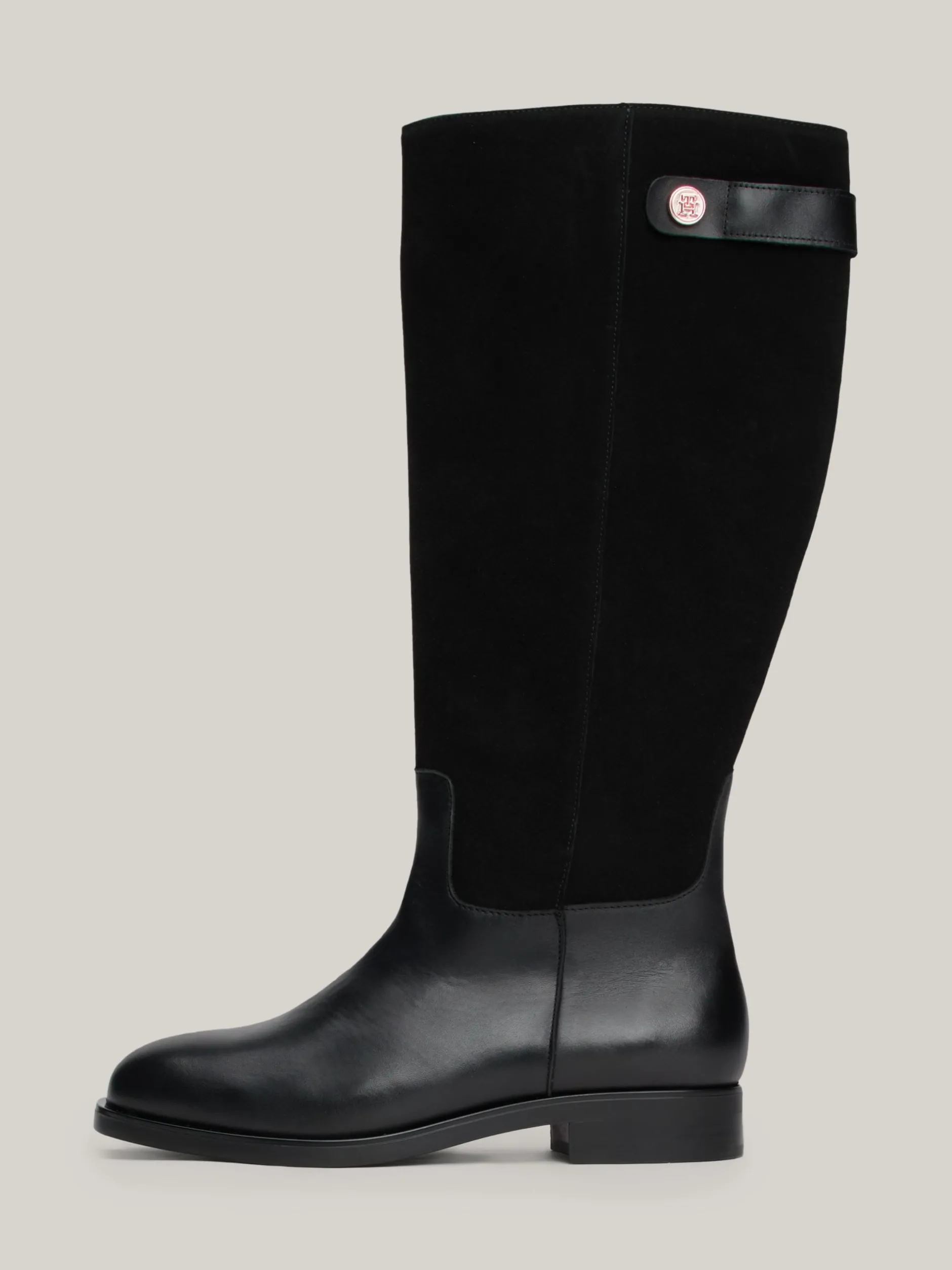 Kozaki|Botki*Tommy Hilfiger Skórzane Kozaki O Mieszanej Teksturze BLACK