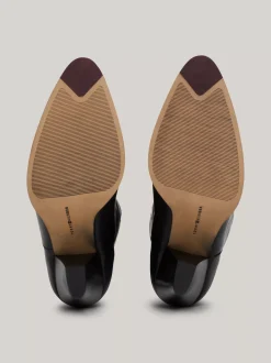 Kozaki|Botki*Tommy Hilfiger Skórzane Kozaki Z Kubańskim Obcasem BLACK