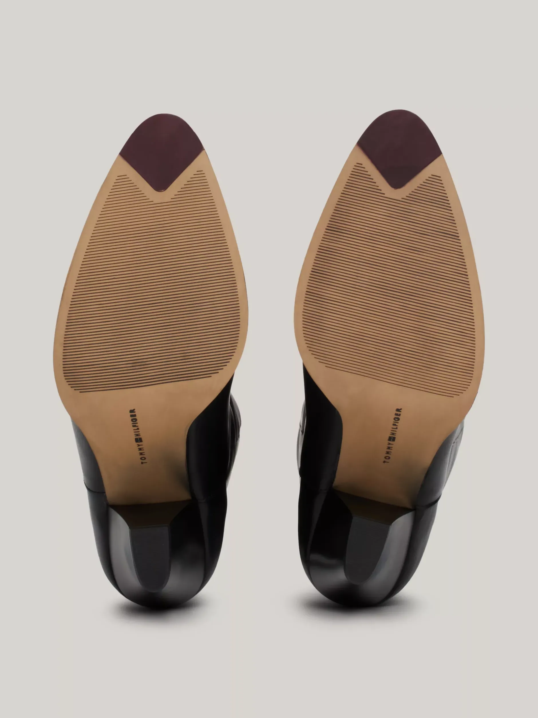 Kozaki|Botki*Tommy Hilfiger Skórzane Kozaki Z Kubańskim Obcasem BLACK