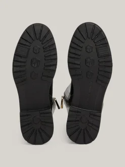 Kozaki|Botki*Tommy Hilfiger Skórzane Kozaki Z Plakietką Na Pasku BLACK