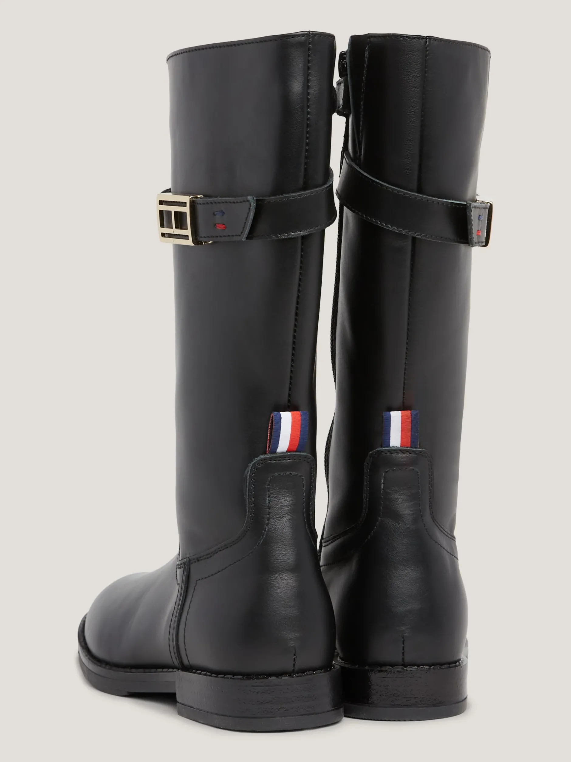 Obuwie I Akcesoria*Tommy Hilfiger Skórzane Kozaki Ze Sprzączką BLACK