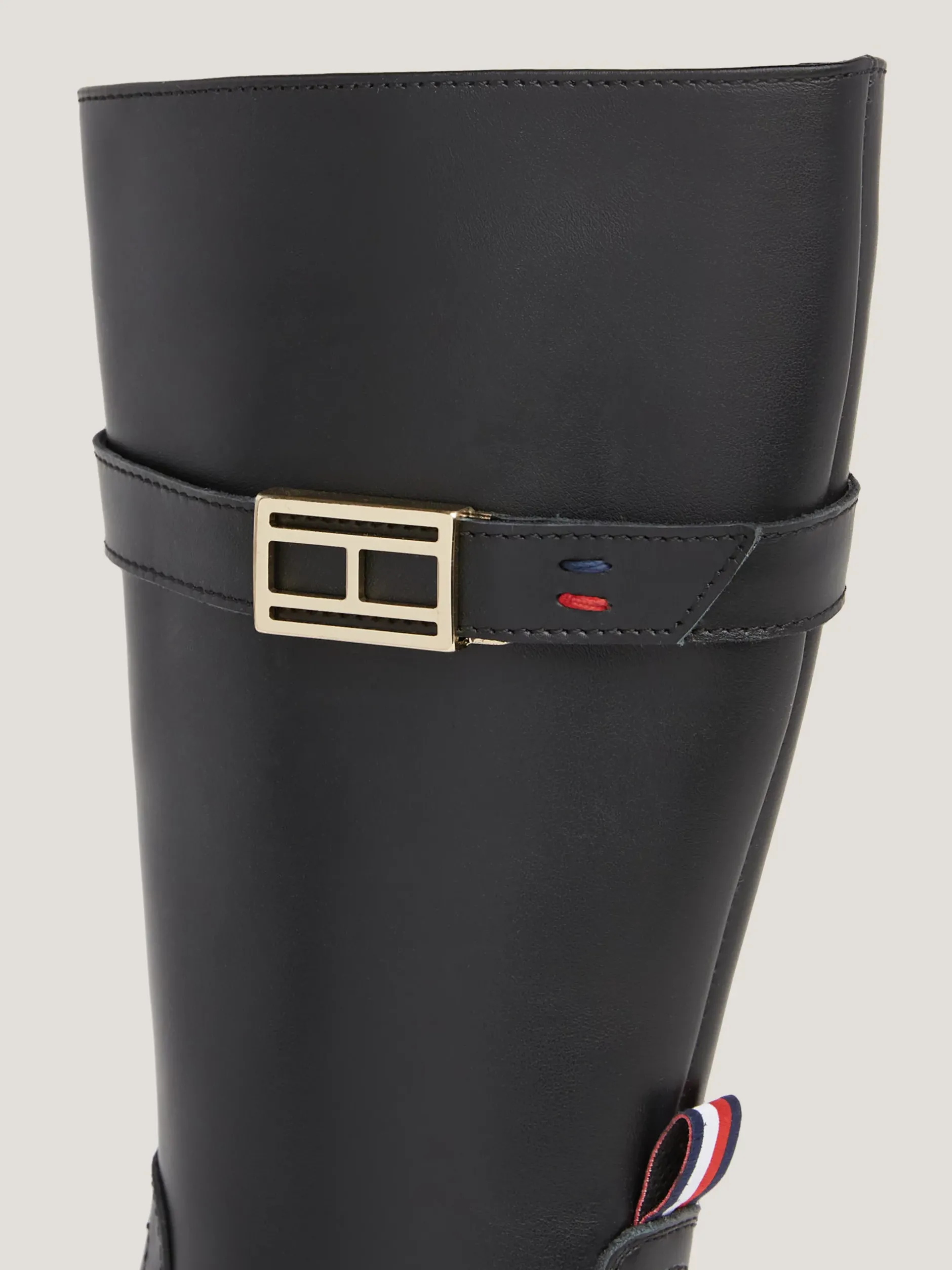 Obuwie I Akcesoria*Tommy Hilfiger Skórzane Kozaki Ze Sprzączką BLACK