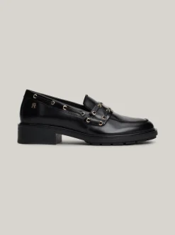 Mokasyny & Loafers|Płaskie Buty*Tommy Hilfiger Skórzane Loafersy Na Obcasie Klockowym BLACK