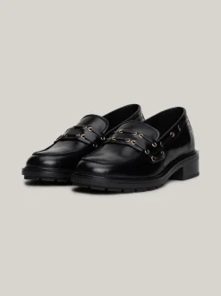 Mokasyny & Loafers|Płaskie Buty*Tommy Hilfiger Skórzane Loafersy Na Obcasie Klockowym BLACK