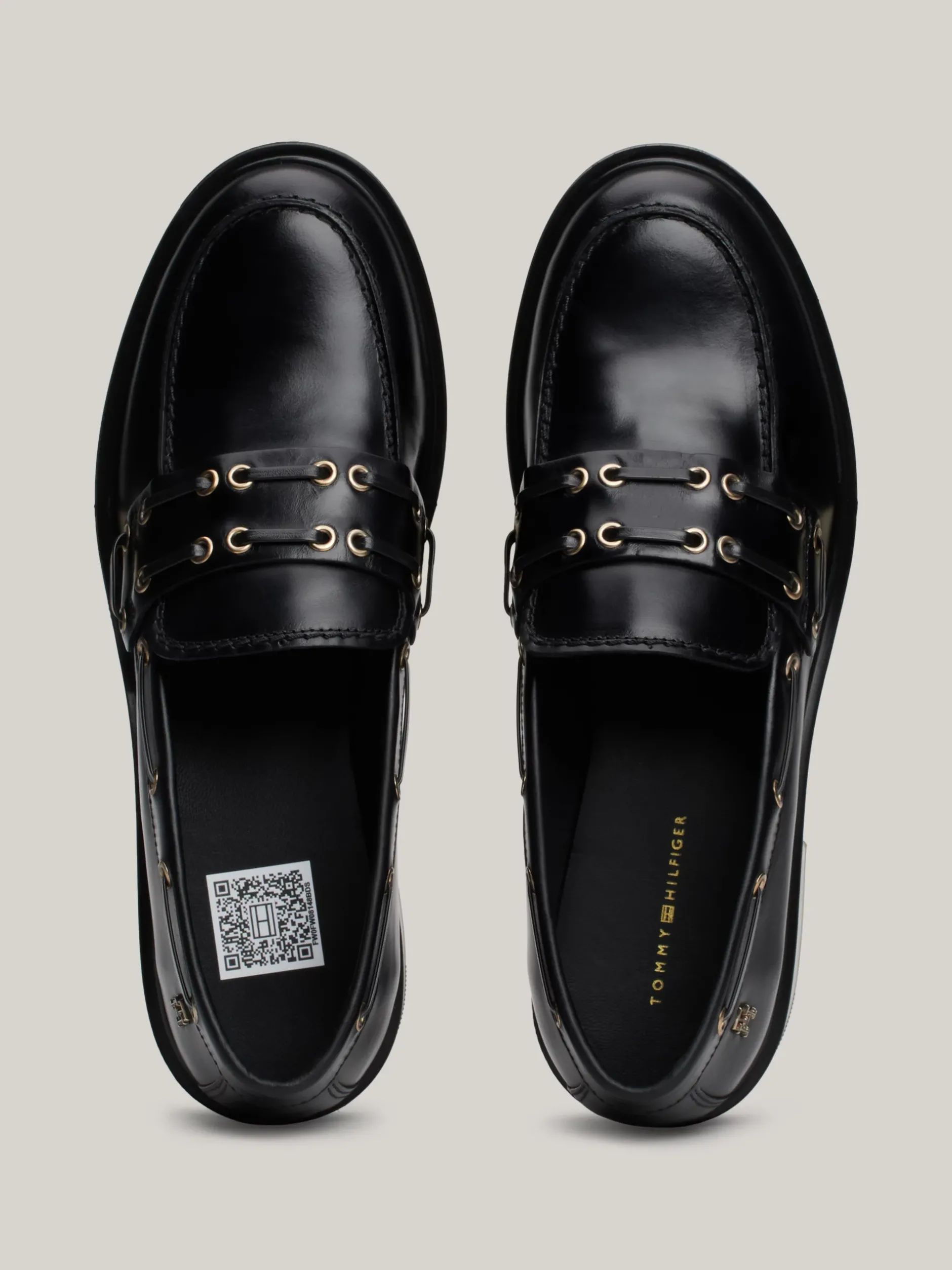 Mokasyny & Loafers|Płaskie Buty*Tommy Hilfiger Skórzane Loafersy Na Obcasie Klockowym BLACK