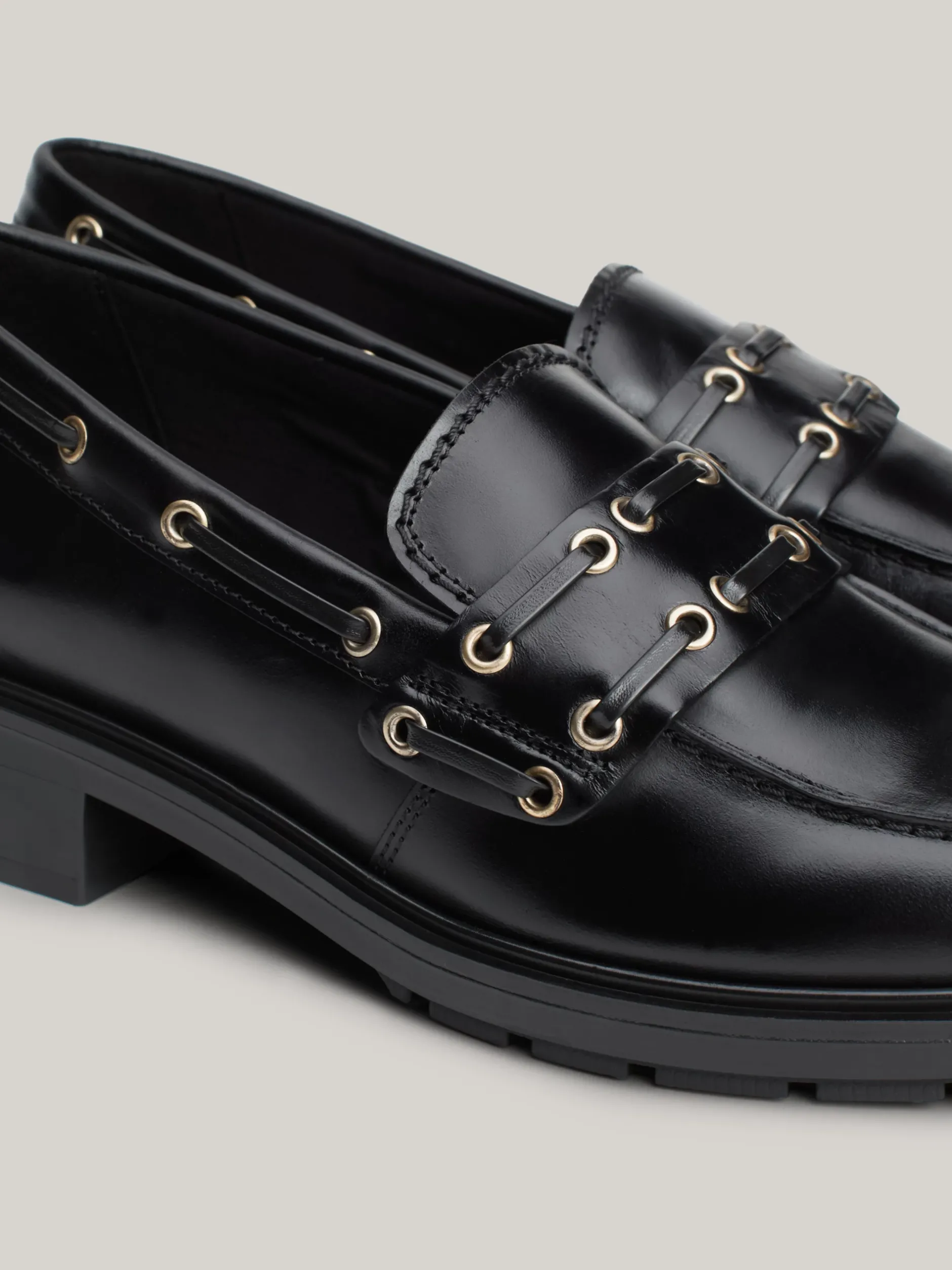 Mokasyny & Loafers|Płaskie Buty*Tommy Hilfiger Skórzane Loafersy Na Obcasie Klockowym BLACK