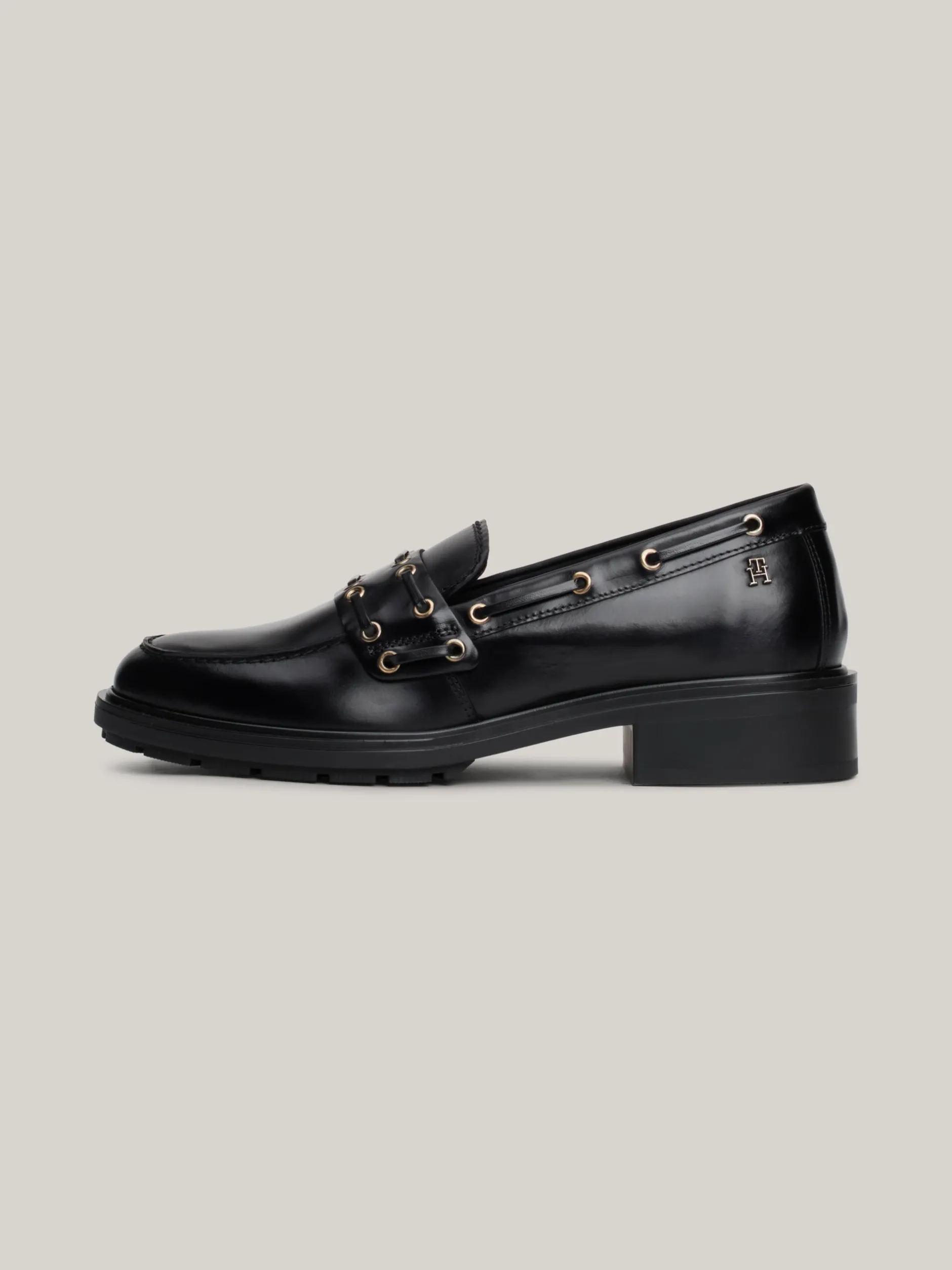 Mokasyny & Loafers|Płaskie Buty*Tommy Hilfiger Skórzane Loafersy Na Obcasie Klockowym BLACK