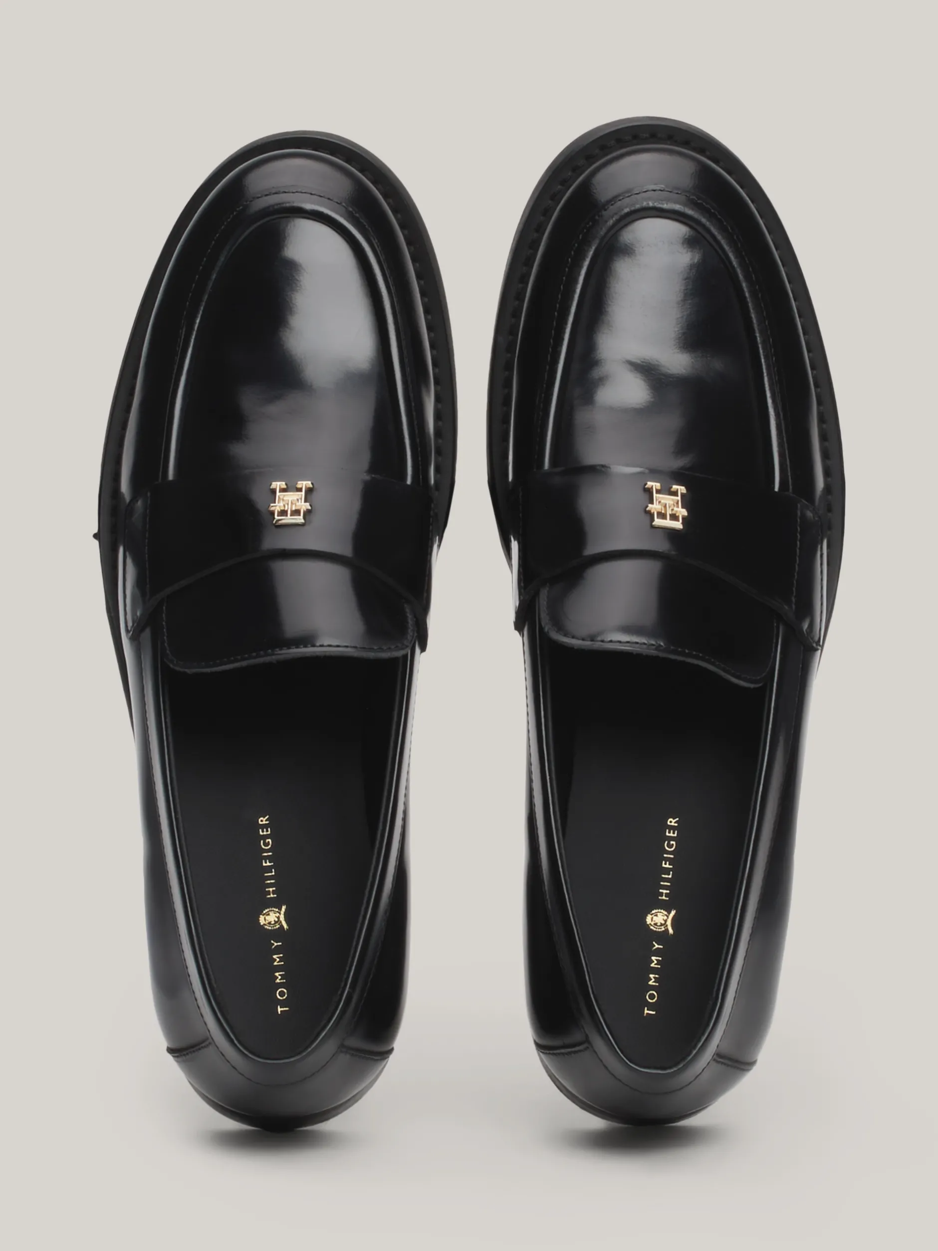 Mokasyny & Loafers|Płaskie Buty*Tommy Hilfiger Skórzane Mokasyny TH Monogram BLACK