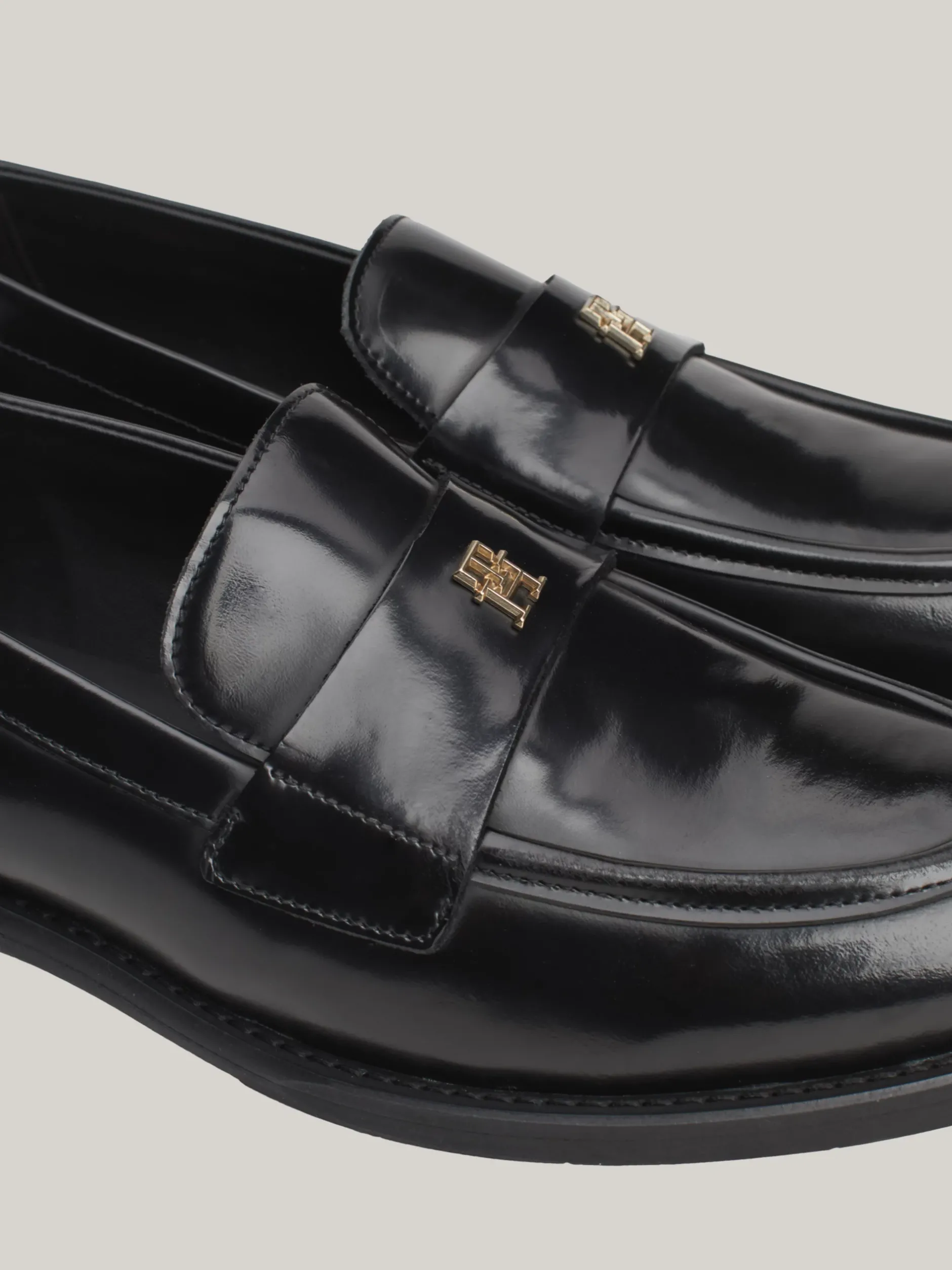 Mokasyny & Loafers|Płaskie Buty*Tommy Hilfiger Skórzane Mokasyny TH Monogram BLACK