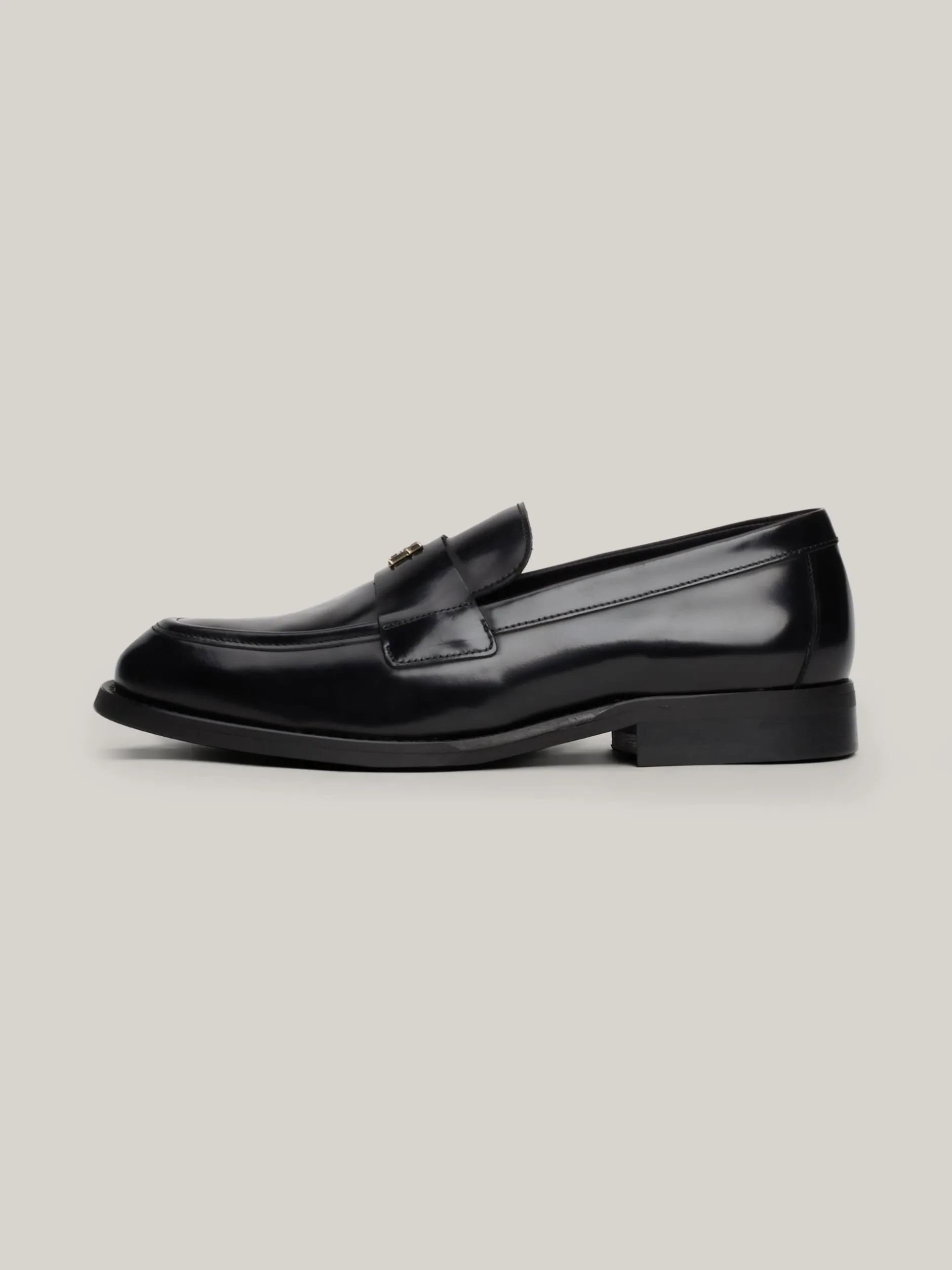 Mokasyny & Loafers|Płaskie Buty*Tommy Hilfiger Skórzane Mokasyny TH Monogram BLACK