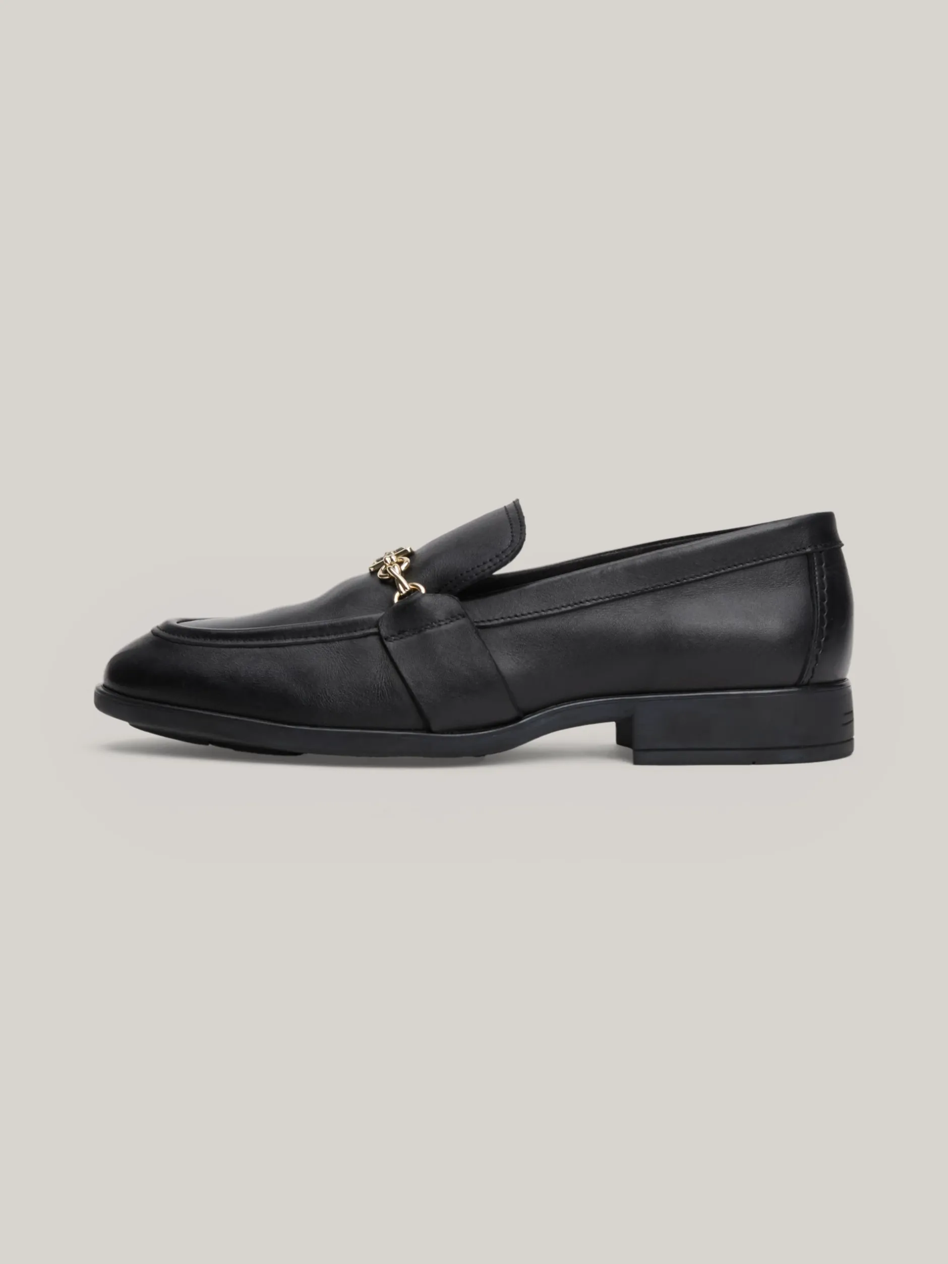 Mokasyny & Loafers|Płaskie Buty*Tommy Hilfiger Skórzane Mokasyny Z łańcuszkiem BLACK