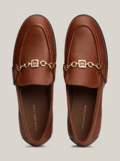 Mokasyny & Loafers|Płaskie Buty*Tommy Hilfiger Skórzane Mokasyny Z łańcuszkiem COGNAC BROWN