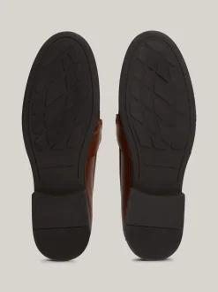Mokasyny & Loafers|Płaskie Buty*Tommy Hilfiger Skórzane Mokasyny Z łańcuszkiem COGNAC BROWN
