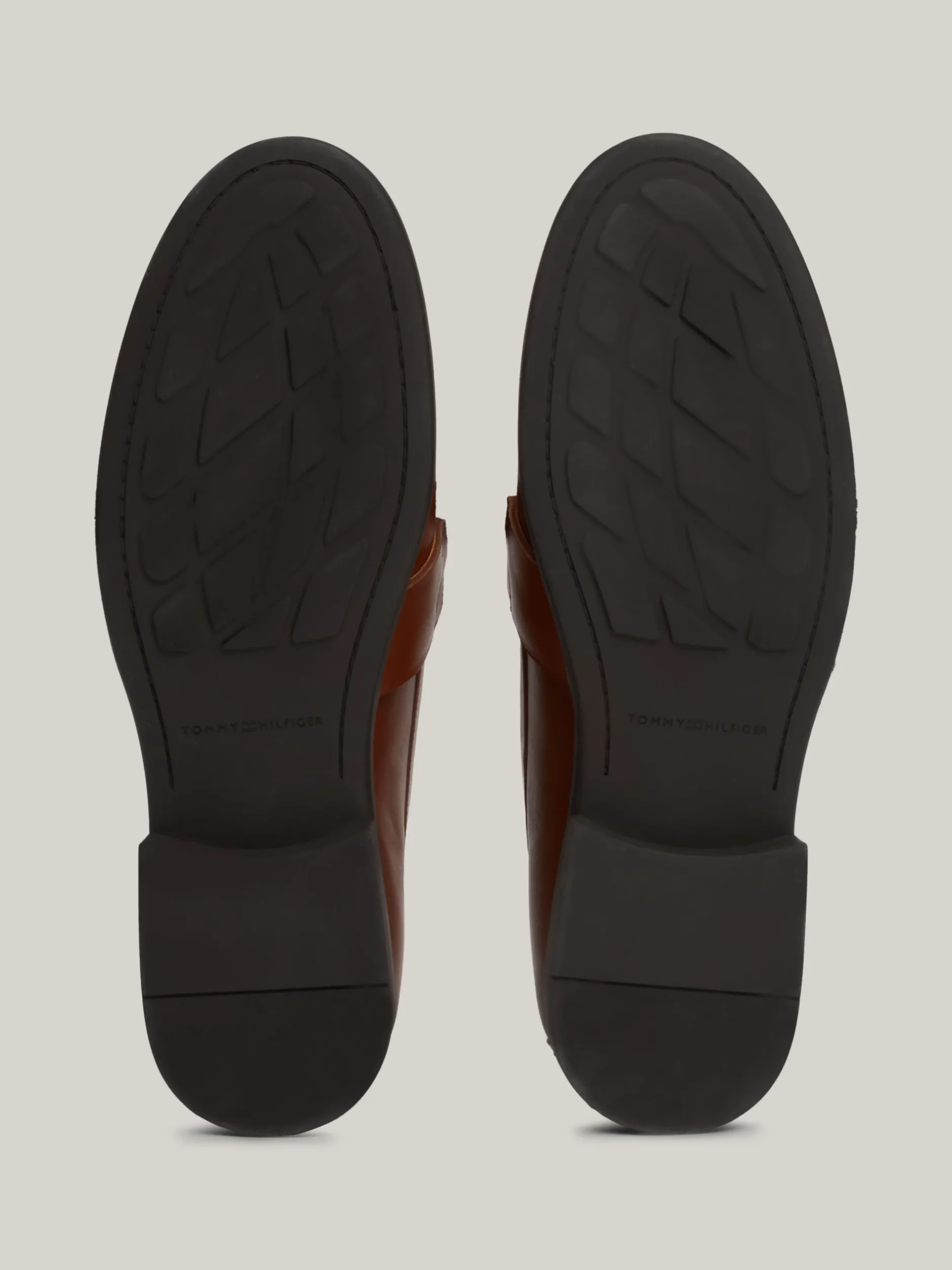 Mokasyny & Loafers|Płaskie Buty*Tommy Hilfiger Skórzane Mokasyny Z łańcuszkiem COGNAC BROWN