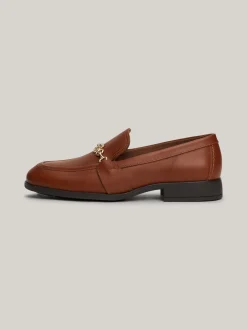 Mokasyny & Loafers|Płaskie Buty*Tommy Hilfiger Skórzane Mokasyny Z łańcuszkiem COGNAC BROWN