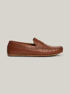 Mokasyny & Buty Żeglarskie|Buty Casual*Tommy Hilfiger Skórzane Mokasyny Z Gumowaną Flagą WINTER COGNAC