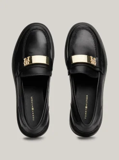 Mokasyny & Loafers|Płaskie Buty*Tommy Hilfiger Skórzane Mokasyny Z Monogramem TH BLACK