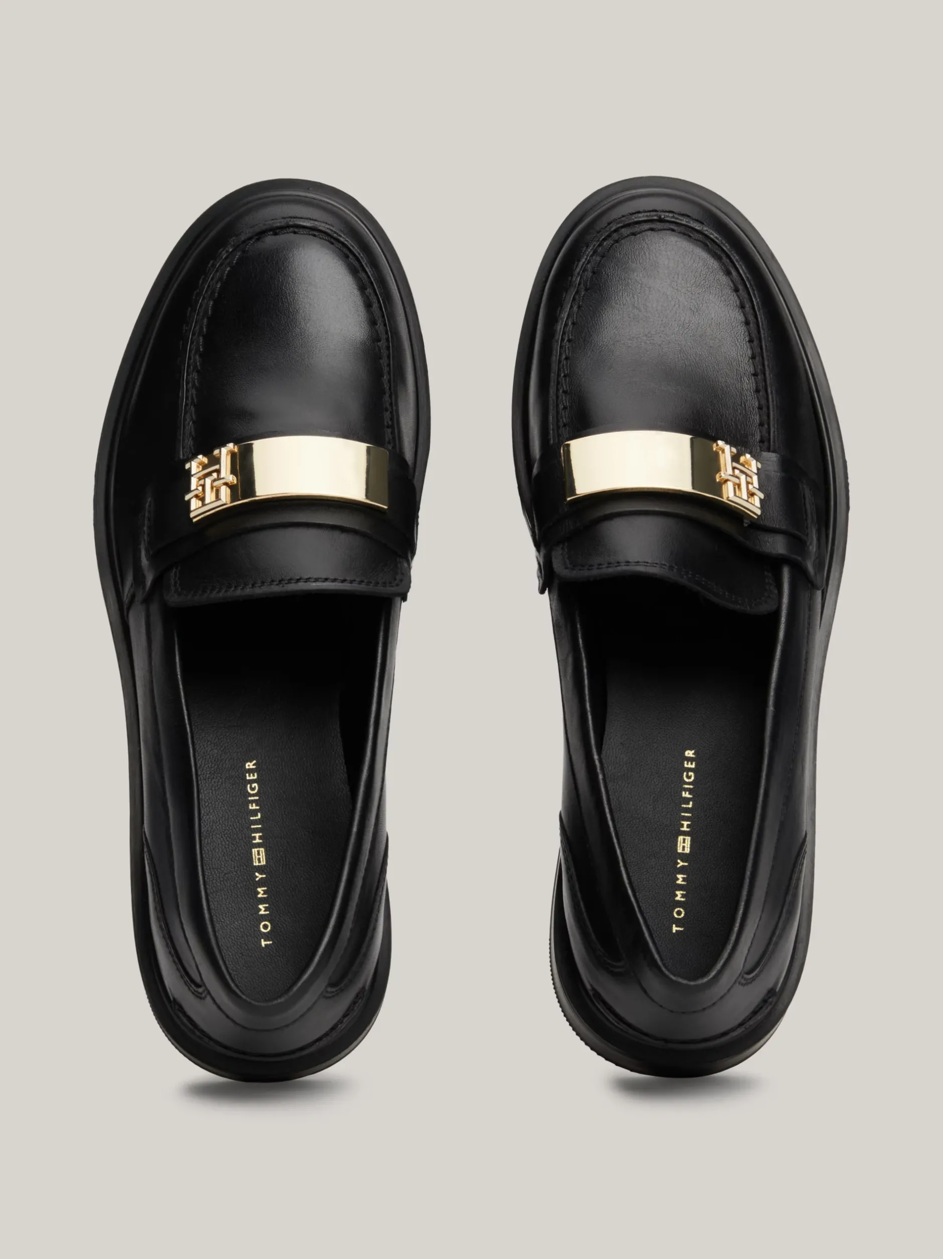 Mokasyny & Loafers|Płaskie Buty*Tommy Hilfiger Skórzane Mokasyny Z Monogramem TH BLACK