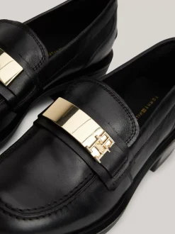 Mokasyny & Loafers|Płaskie Buty*Tommy Hilfiger Skórzane Mokasyny Z Monogramem TH BLACK
