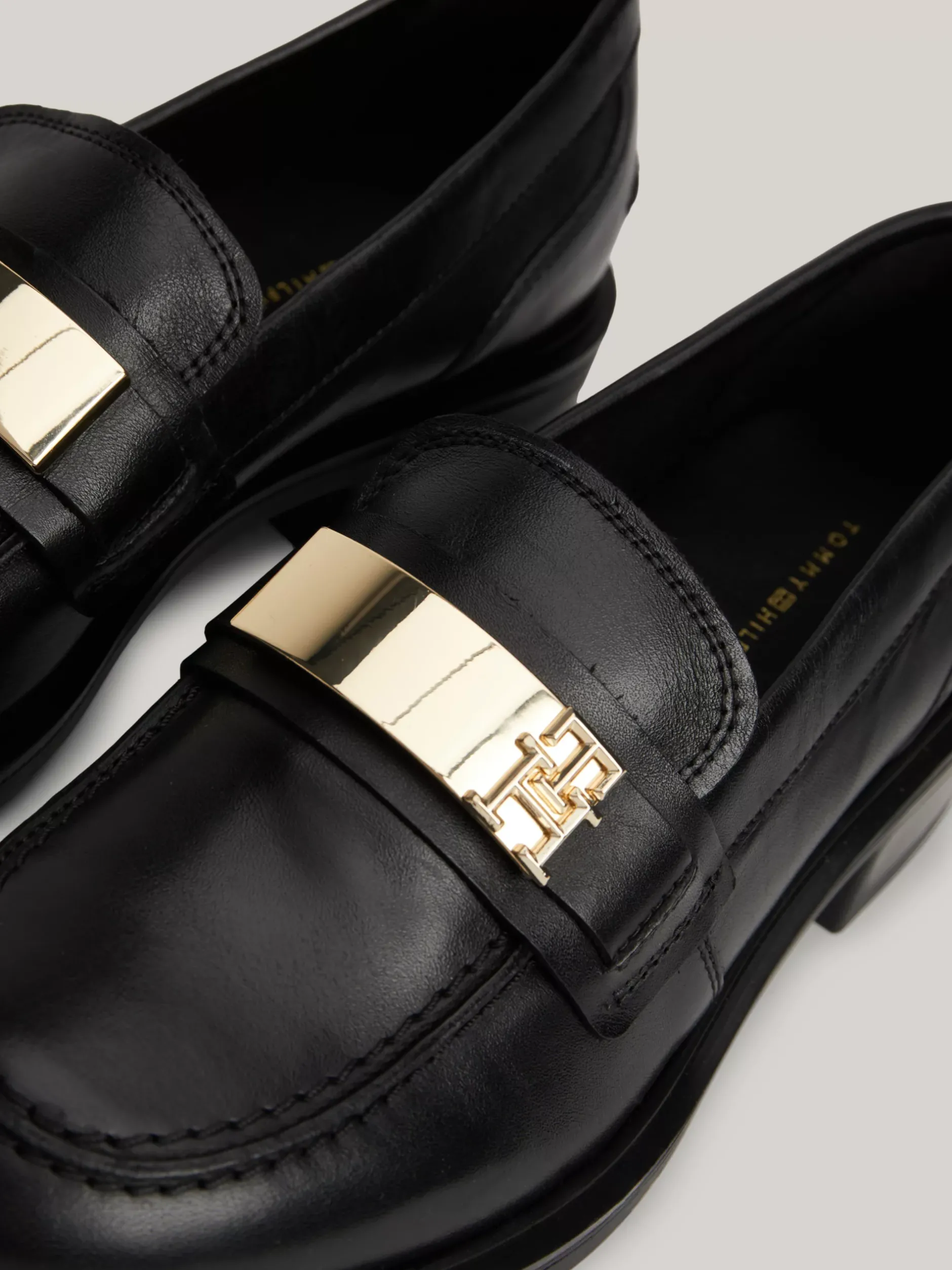 Mokasyny & Loafers|Płaskie Buty*Tommy Hilfiger Skórzane Mokasyny Z Monogramem TH BLACK