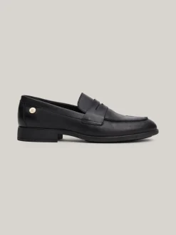 Mokasyny & Loafers|Płaskie Buty*Tommy Hilfiger Skórzane Mokasyny Z Plakietką BLACK