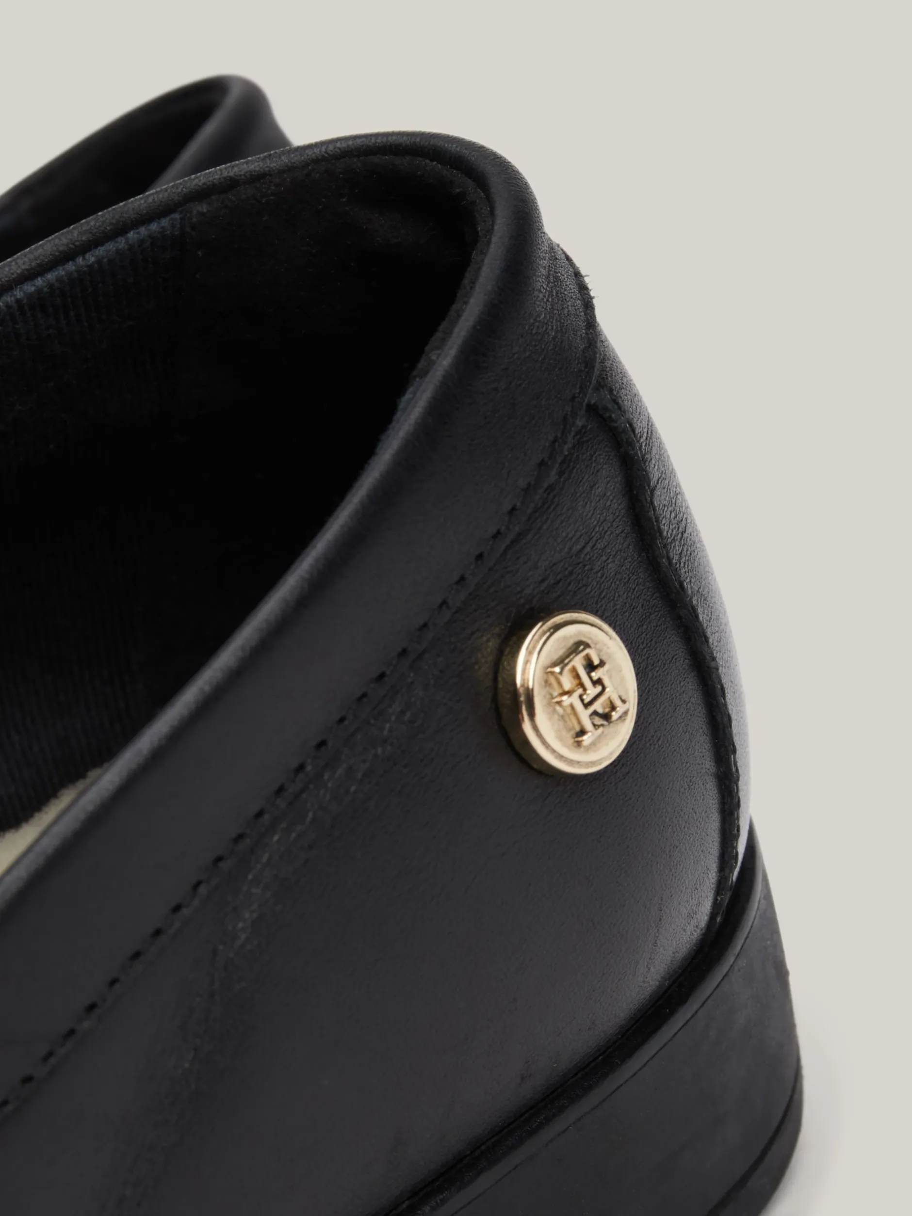 Mokasyny & Loafers|Płaskie Buty*Tommy Hilfiger Skórzane Mokasyny Z Plakietką BLACK