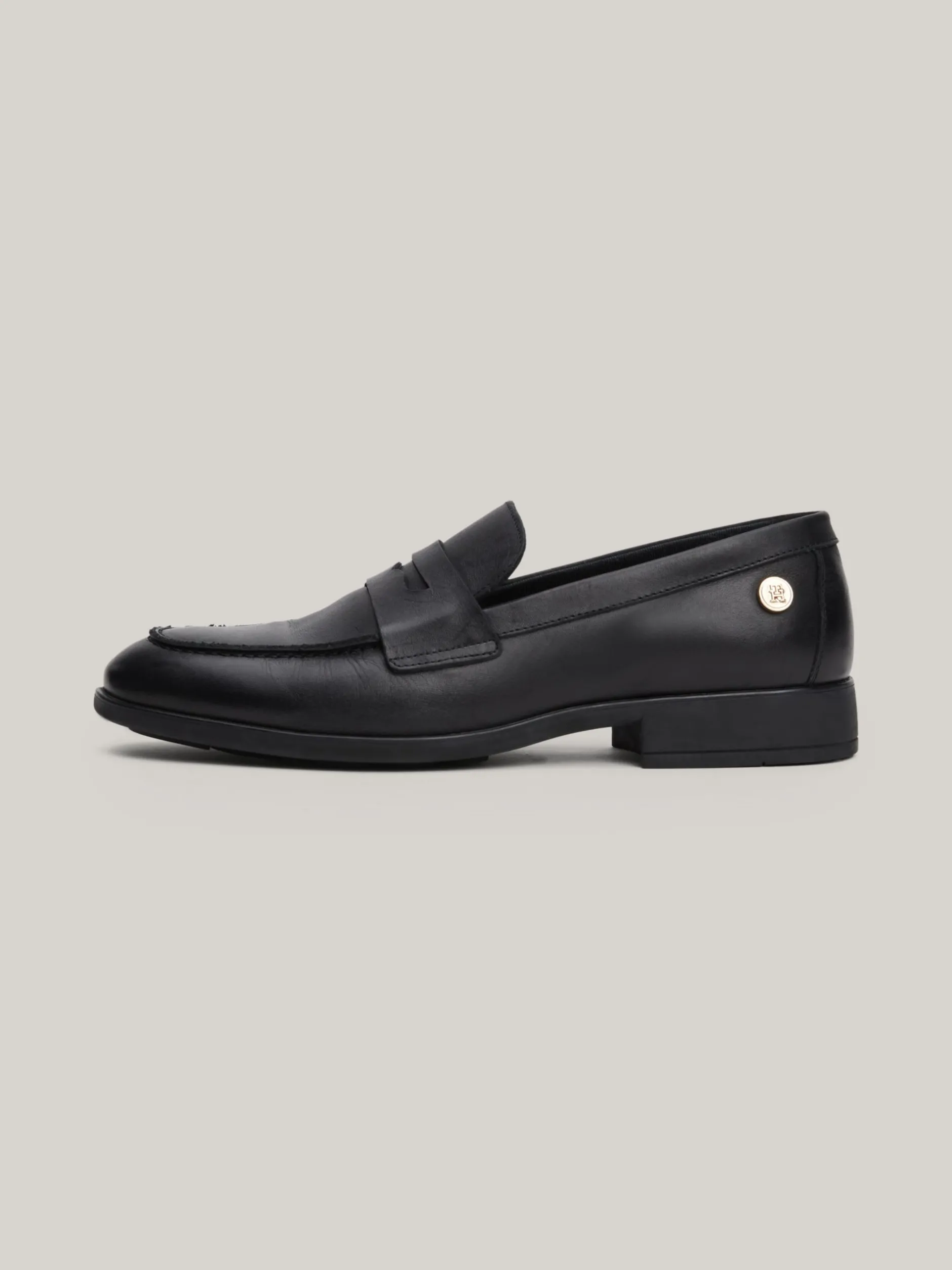 Mokasyny & Loafers|Płaskie Buty*Tommy Hilfiger Skórzane Mokasyny Z Plakietką BLACK