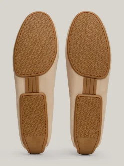Mokasyny & Loafers|Płaskie Buty*Tommy Hilfiger Skórzane Mokasyny Z Plakietką Z Monogramem TH BEIGE