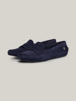 Mokasyny & Loafers|Płaskie Buty*Tommy Hilfiger Skórzane Mokasyny Z Plakietką Z Monogramem TH SPACE BLUE