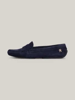 Mokasyny & Loafers|Płaskie Buty*Tommy Hilfiger Skórzane Mokasyny Z Plakietką Z Monogramem TH SPACE BLUE