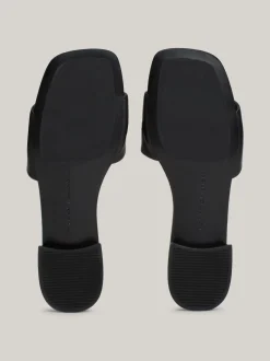 Sandały*Tommy Hilfiger Skórzane Mule Z Plakietką Z Monogramem TH BLACK