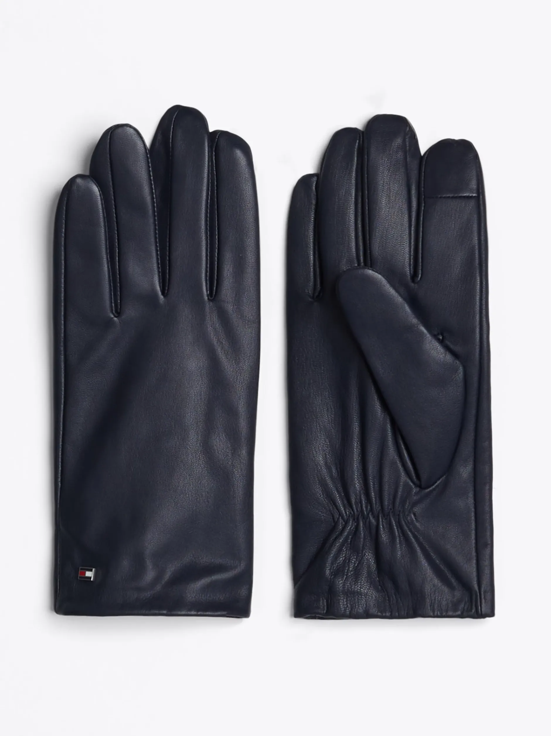 Czapki I Szaliki*Tommy Hilfiger Skórzane Rękawiczki Essential Z Flagą SPACE BLUE